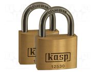 Padlock; shackle; Quan: 2pcs; brass; Protection: low (level 4) KASP