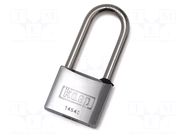 Padlock; shackle; chrome plated brass; Protection: low (level 5) KASP