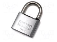 Padlock; shackle; chrome plated brass; A: 50mm; B: 28mm; C: 8mm; 145 KASP