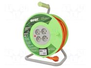 Extension lead; 3x1.5mm2; reel; Sockets: 4; PVC; orange; 50m ACAR