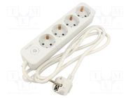 Plug socket strip: supply; Sockets: 4; 250VAC; 16A; white; 1.5m LOGILINK