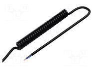 Wire: coiled; 2x0.75mm2; unshielded; PUR; black; 300V,500V; 0.2m SIMECH