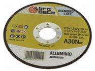 Cutting wheel; Ø: 115mm; Disc thick: 1.6mm; Holder: assembly hole ABRA BETA