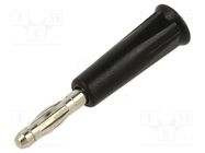 Connector: 4mm banana; plug; 36A; black; nickel plated; on cable DONAU ELEKTRONIK