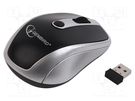 Optical mouse; black,silver; USB A; wireless; 10m; No.of butt: 4 GEMBIRD