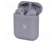 Wireless headphones with microphone; grey; USB C; LED indicator GEMBIRD
