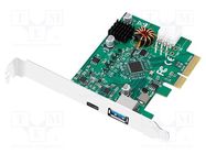 PC extension card: PCIe; PCIe,USB A socket,USB C socket LOGILINK