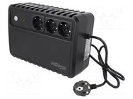 Power supply: UPS; with strip; 600W; 1kVA; 220V; 175x255x93mm; 9Ah GEMBIRD