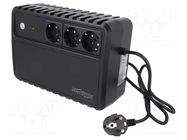 Power supply: UPS; with strip; 600W; 1kVA; 220V; 175x255x93mm; 9Ah GEMBIRD