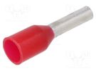 Tip: bootlace ferrule; insulated; copper; 1mm2; 6mm; tinned; red BM GROUP