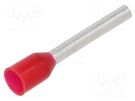Tip: bootlace ferrule; insulated; copper; 1mm2; 12mm; tinned; red BM GROUP