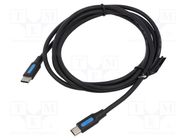 Cable; USB 2.0; USB B mini plug,USB C plug; nickel plated; 1.5m VENTION