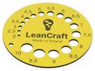 Size gauge; drill bits,screws; yellow LeanCraft