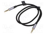 Cable; Jack 3.5mm 3pin plug,both sides; 1m; Plating: gold-plated VENTION