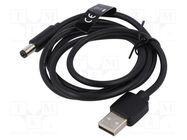 Cable; USB A plug,DC 5,5/2,5 plug; black; 1.5m; Core: Cu,tinned VENTION