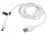 Cable; USB A plug,DC 5,5/2,5 plug; white; 1.5m; Core: Cu,tinned VENTION