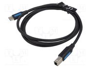 Cable; USB 2.0; USB B plug,USB C plug; nickel plated; 2m; black VENTION