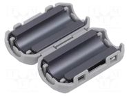 Ferrite: two-piece; on round cable; A: 35mm; B: 28mm; C: 9mm; plastic TDK