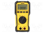 Digital multimeter; LCD; VDC: 600V; VAC: 600V; R range: 10MΩ; 3kHz STANLEY