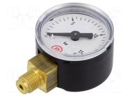 Manometer; 0÷16bar; G 1/8",bottom connection; 40mm; metal PNEUMAT