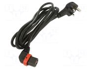 Cable; BS 1363 (G) plug,IEC C13 female angled right; 3m; black SCHAFFNER