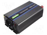 Converter: DC/AC; 600W; Uout: 230VAC; 12VDC; 106x210x55mm; 90% QOLTEC