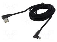 Cable; USB 2.0; 2m; black; 480Mbps; textile; Standard: Quick Charge SAVIO