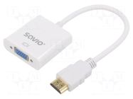 Converter; D-Sub 15pin HD socket,HDMI plug; white; blister SAVIO