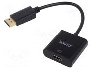 Adapter; DisplayPort plug,HDMI socket; black; bag SAVIO