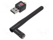 PC extension card: WiFi network; USB A plug; USB 2.0; black SAVIO