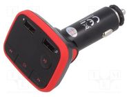 FM transmitter; microSD,USB A socket x2; 5V/2.4A; black SAVIO