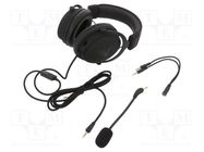Headphones with microphone; black; Jack 3,5mm,USB A; 2.2m; 32Ω SAVIO