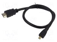 Cable; HDMI plug,micro HDMI plug; HDMI 1.4; Len: 0.5m; black SAVIO