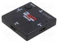 Switch; black; Input: HDMI socket x3; Out: HDMI socket SAVIO