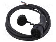 Cable: eMobility; 1x0.5mm2,3x6mm2; 250V; 7.4kW; IP54; wires,Type 2 AMPHENOL