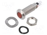 Indicator: LED; flat; red; 2.1VDC; Ø8.1mm; IP67; connectors MARL