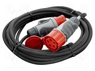 Extension lead; 5x1.5mm2; Sockets: 1; rubber; black; 10m; 16A KERG