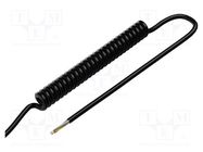 Wire: coiled; 5x0.5mm2; unshielded; PUR; black; 300V; 0.1m; 0.4m SIMECH
