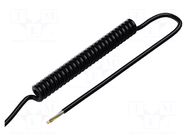 Wire: coiled; 5x0.35mm2; unshielded; PUR; black; 300V; 0.1m; 0.4m SIMECH
