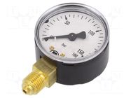 Manometer; 0÷160bar; G 1/4",bottom connection; 50mm; metal PNEUMAT