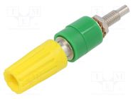 Socket; 4mm banana; 35A; 30VAC; 60VDC; yellow-green; nickel plated STÄUBLI