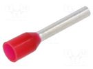 Tip: bootlace ferrule; insulated; copper; 1mm2; 10mm; tinned; red BM GROUP