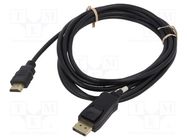 Cable; DisplayPort 1.2,HDMI 2.0; DisplayPort plug,HDMI plug; 3m Goobay