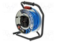 Extension lead; 3x1.5mm2; reel; Sockets: 4; PUR; blue; 30m; 16A KERG