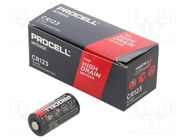 Battery: lithium; CR123A; 3V; 1600mAh; non-rechargeable; 10pcs. PROCELL