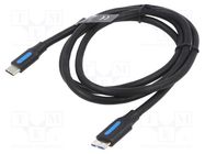 Cable; USB 3.0; USB B micro plug,USB C plug; nickel plated; 1m VENTION