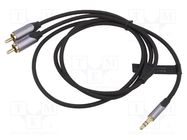 Cable; Jack 3.5mm 3pin plug,RCA plug x2; 1m; black; Øcable: 3.5mm VENTION