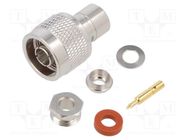 Connector: N; plug; male; straight; 50Ω; soldering,clamp; for cable AMPHENOL RF