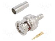 Connector: BNC; plug; male; straight; 50Ω; crimped; for cable; PTFE AMPHENOL RF