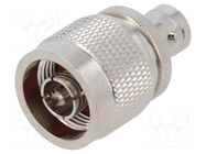 Adapter; BNC female,N male; Insulation: PTFE; 50Ω; brass; 4GHz AMPHENOL RF